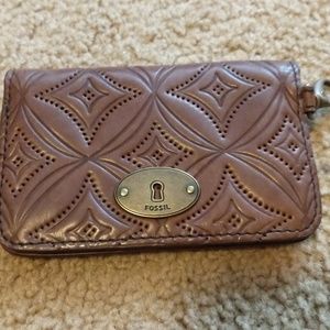 Fossil brown leather wallet coin purse